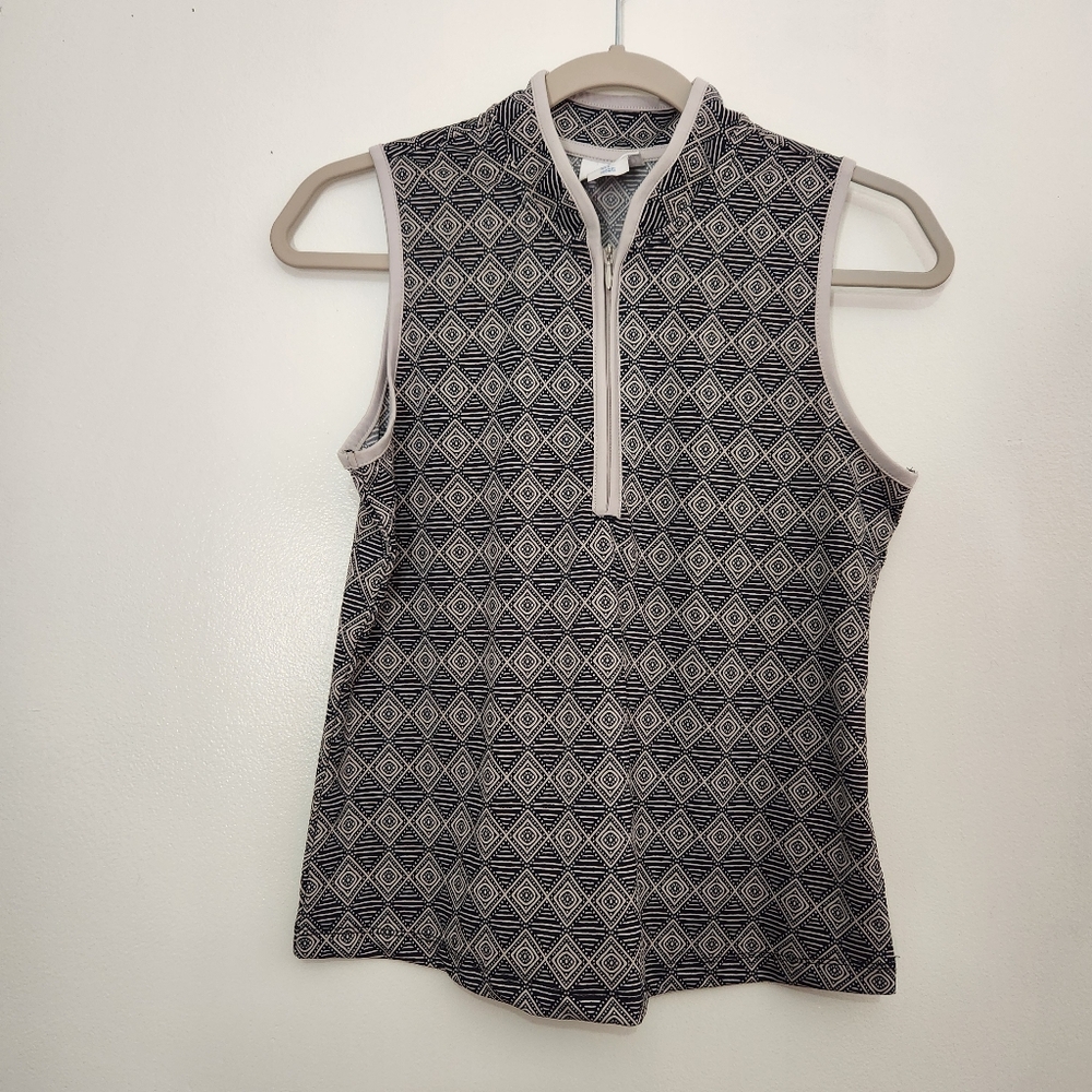 Sigrid Olsen Black and White Geometric Tank Top